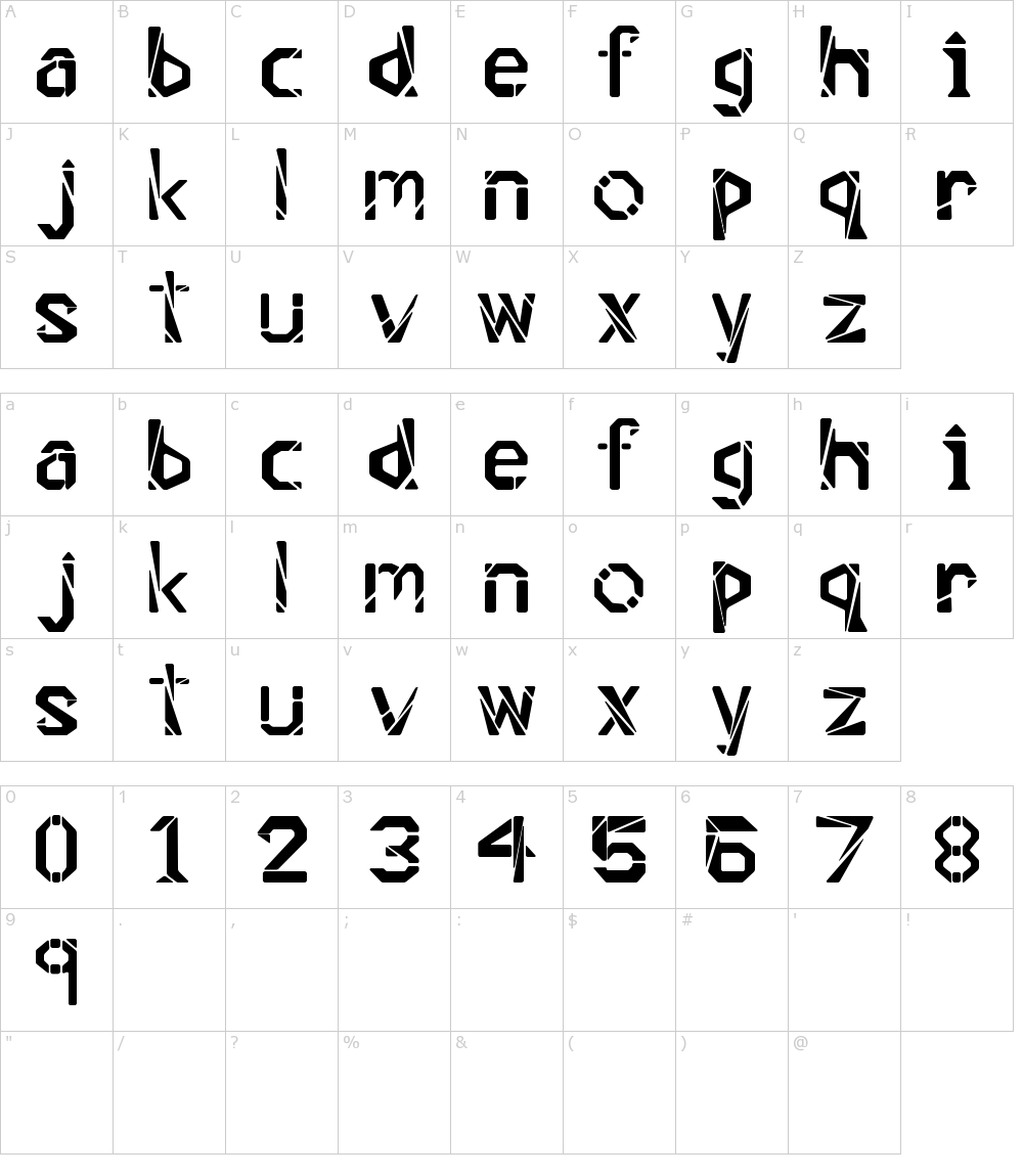 Caracteres da fonte - Timeless Blocks