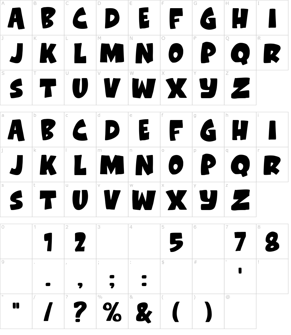 フォントの文字: Kartun