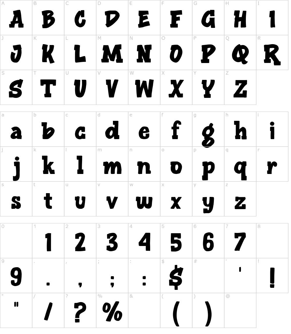 フォントの文字: Squabslab