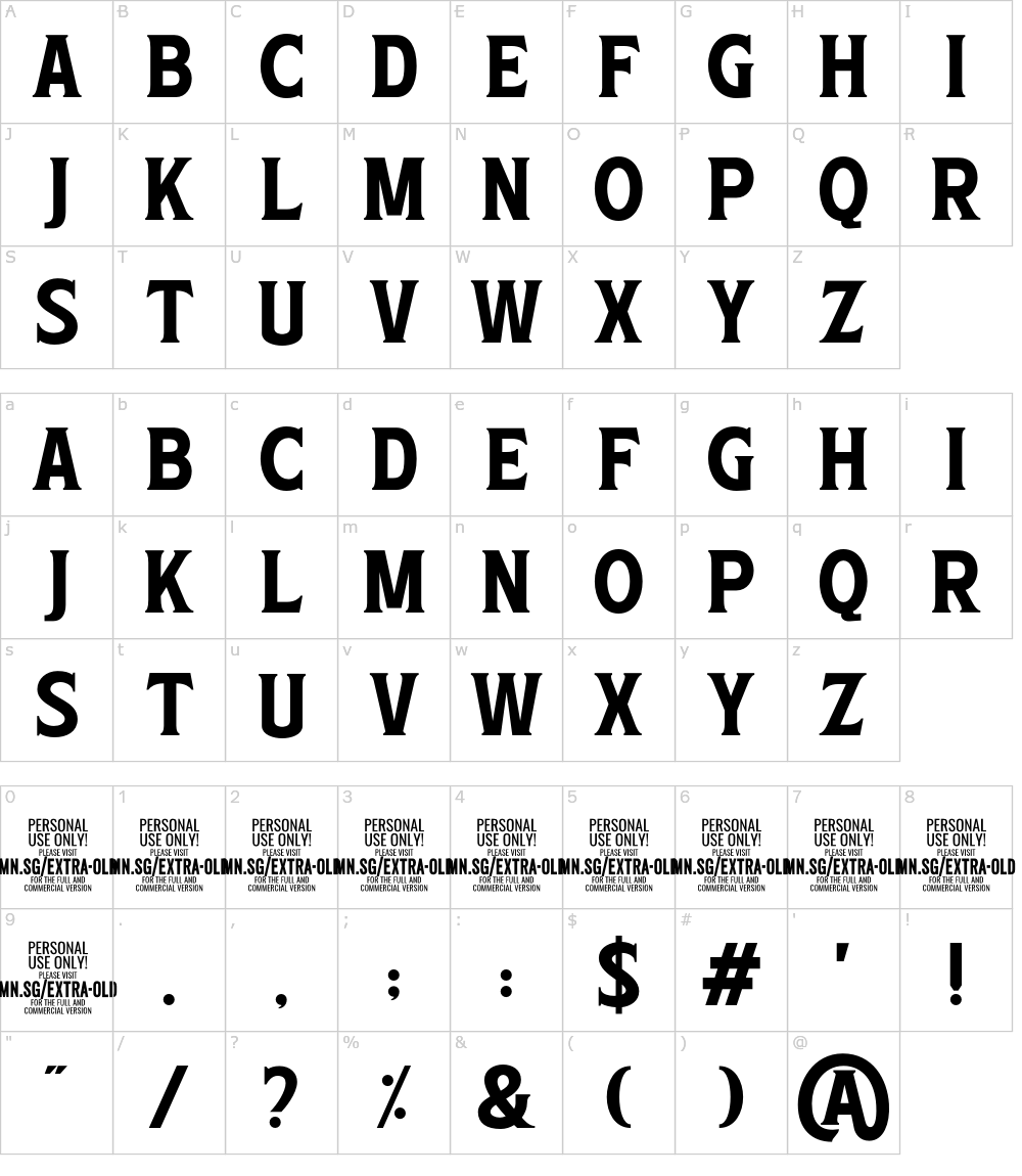 フォントの文字: Extra Old