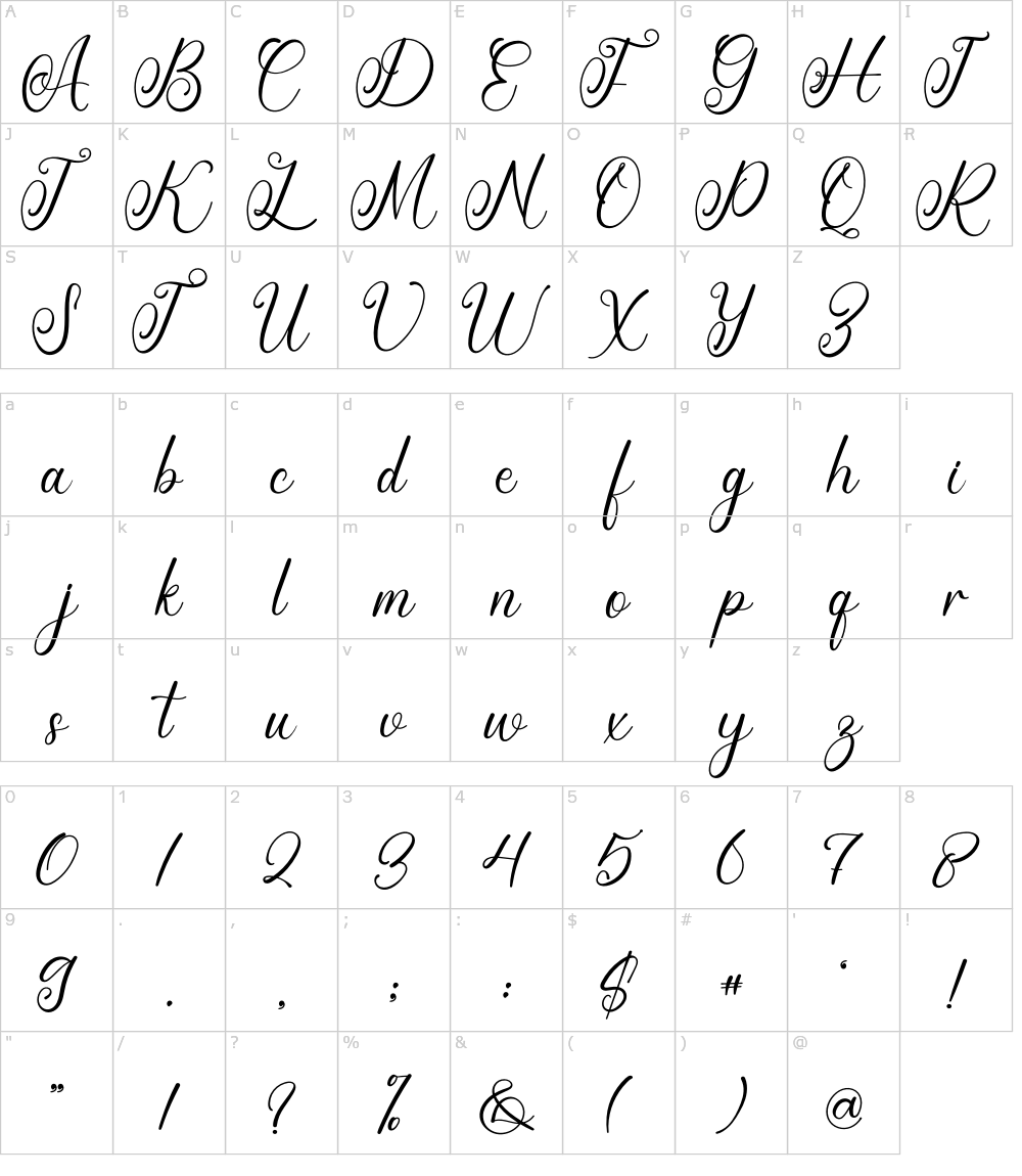 フォントの文字: Mountain [FreshtypeINK]