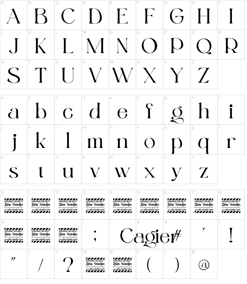 フォントの文字: Cagier