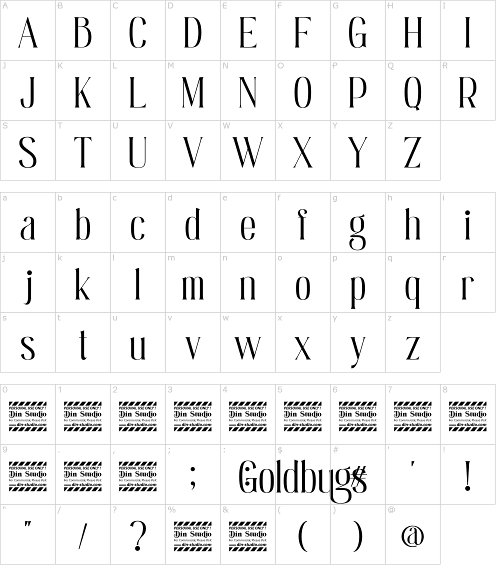 フォントの文字: Goldbugs