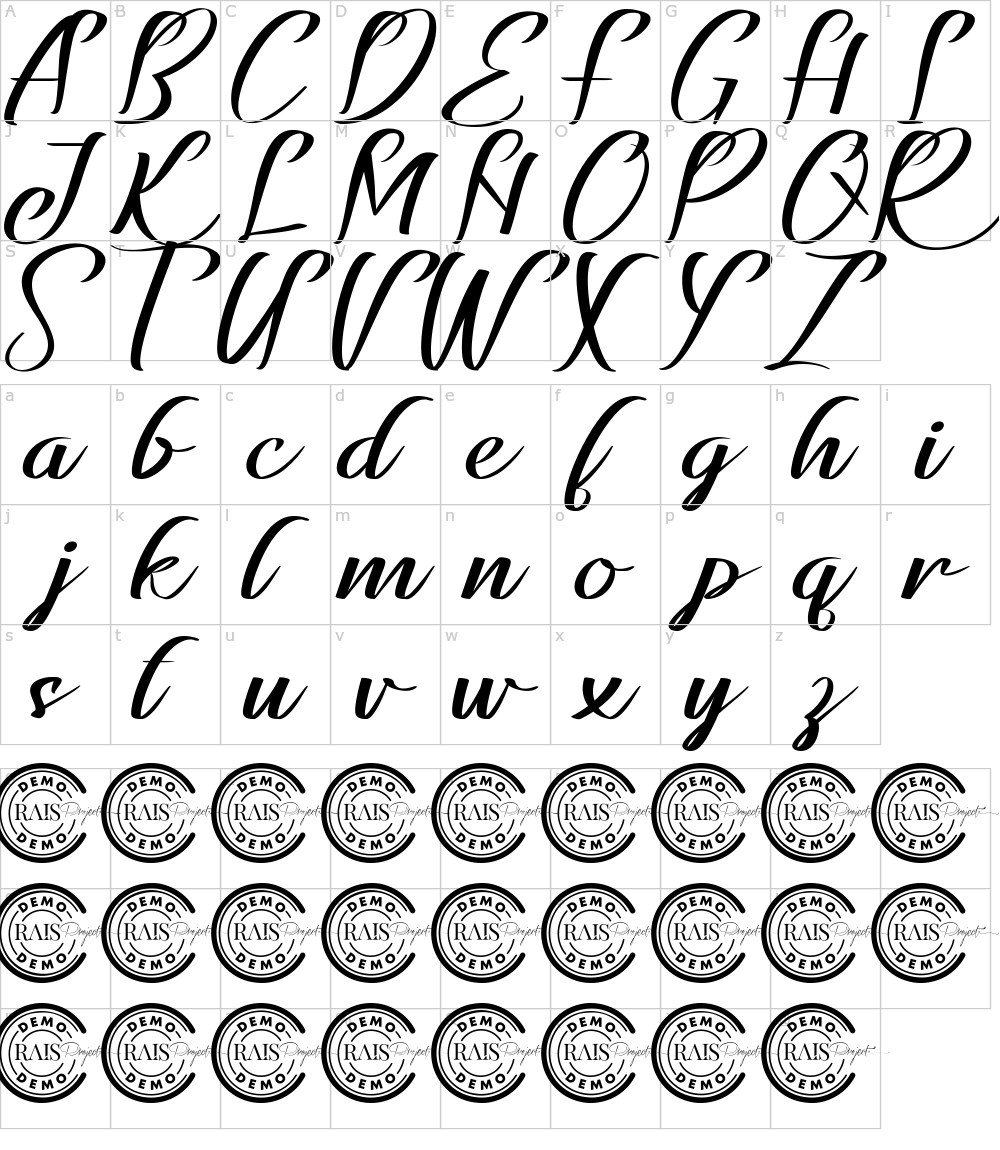 フォントの文字: Charlie Kayden