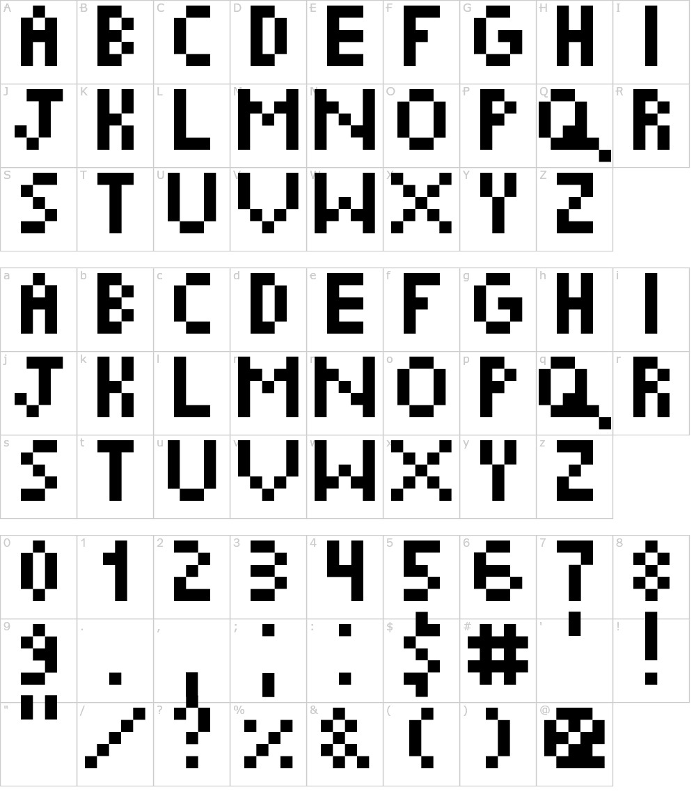 Caratteri del Font - Little Pixel