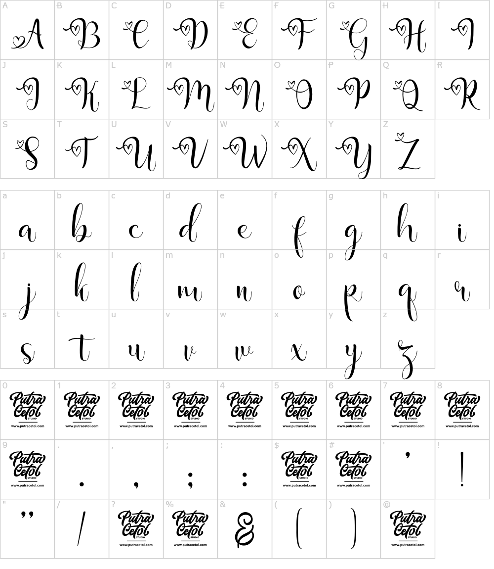 フォントの文字: Marithe