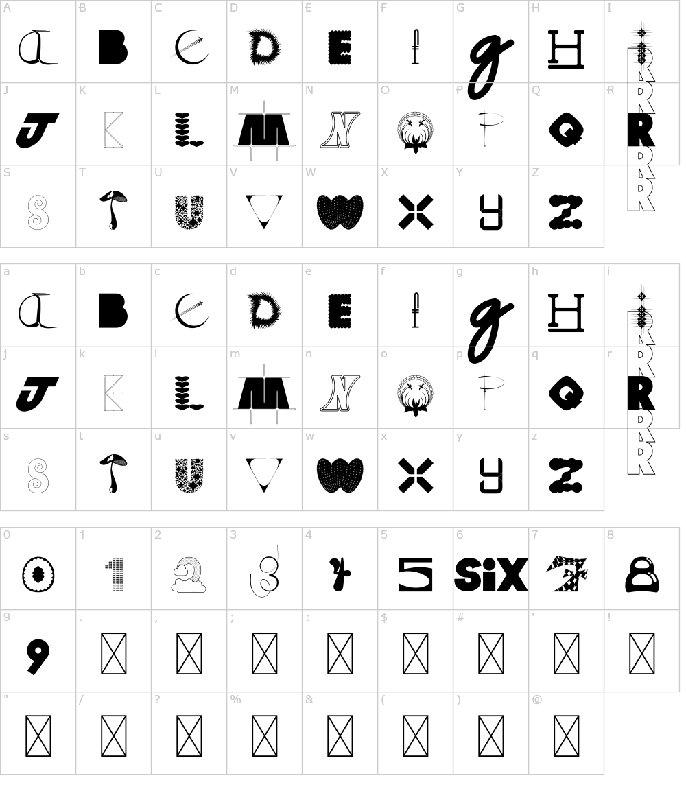 フォントの文字: Tulie