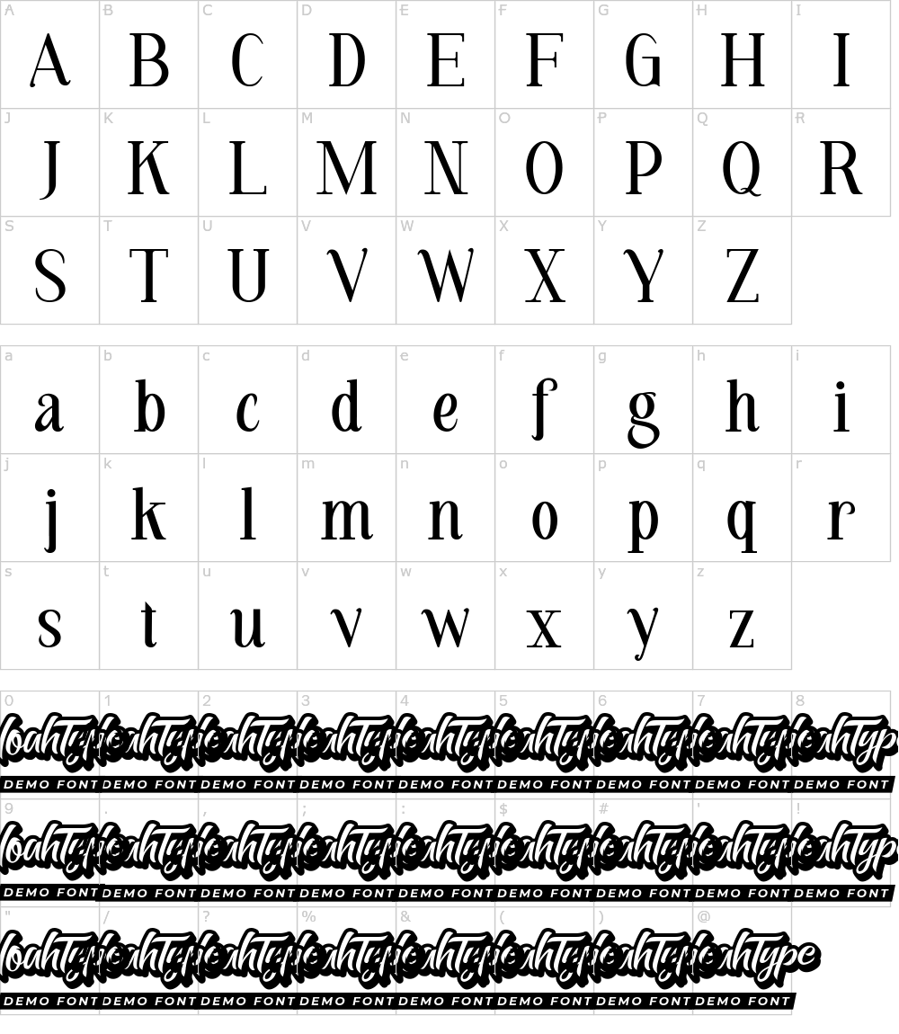 Characters: Sword Cane Font