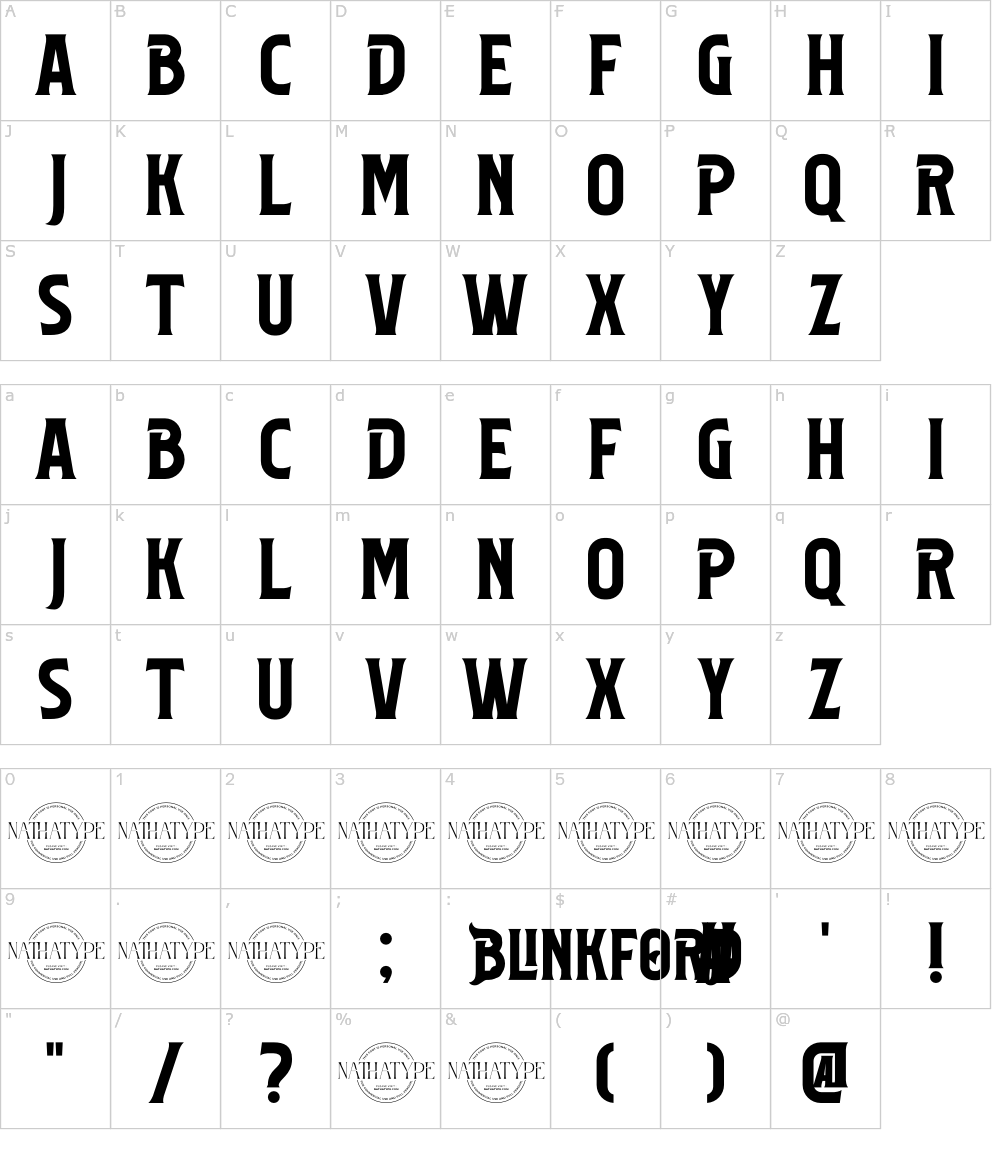フォントの文字: Blinkford