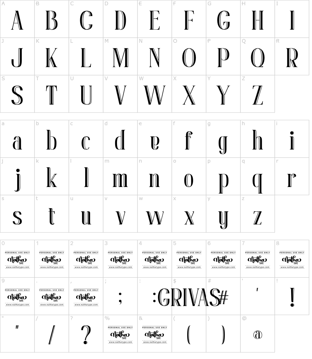 フォントの文字: Grivas