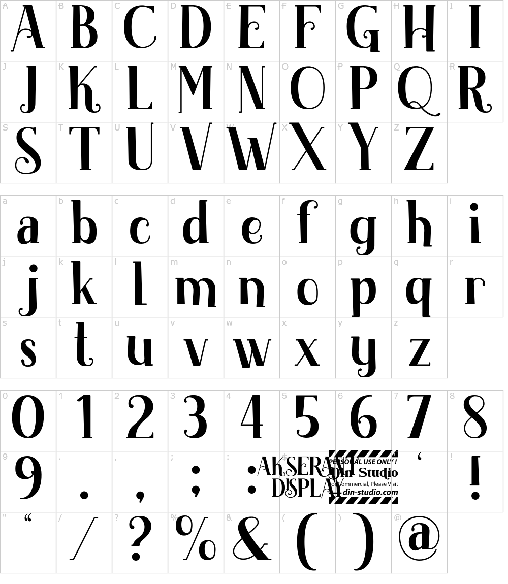 フォントの文字: Akserant Display