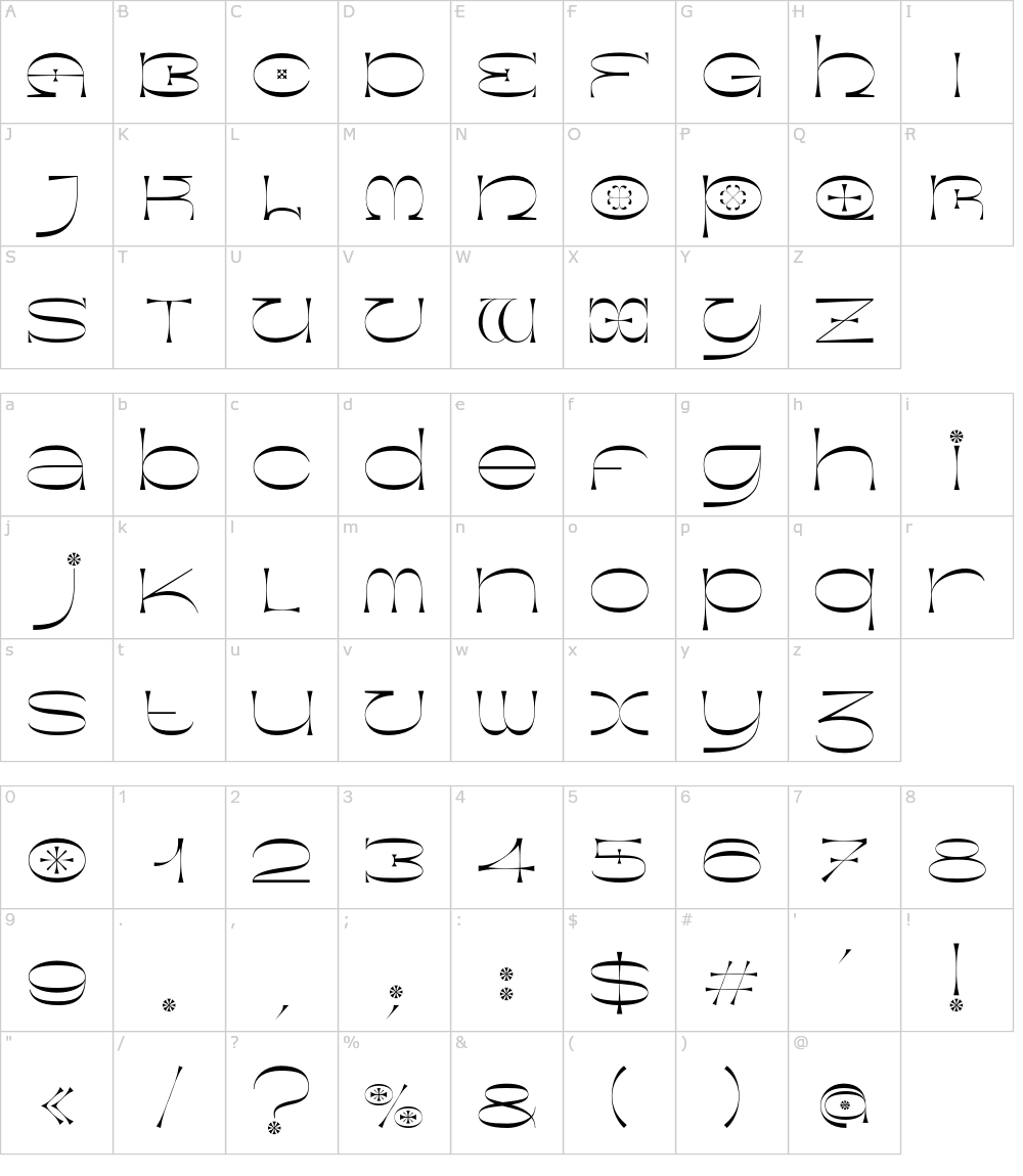 フォントの文字: Genese Excalibure