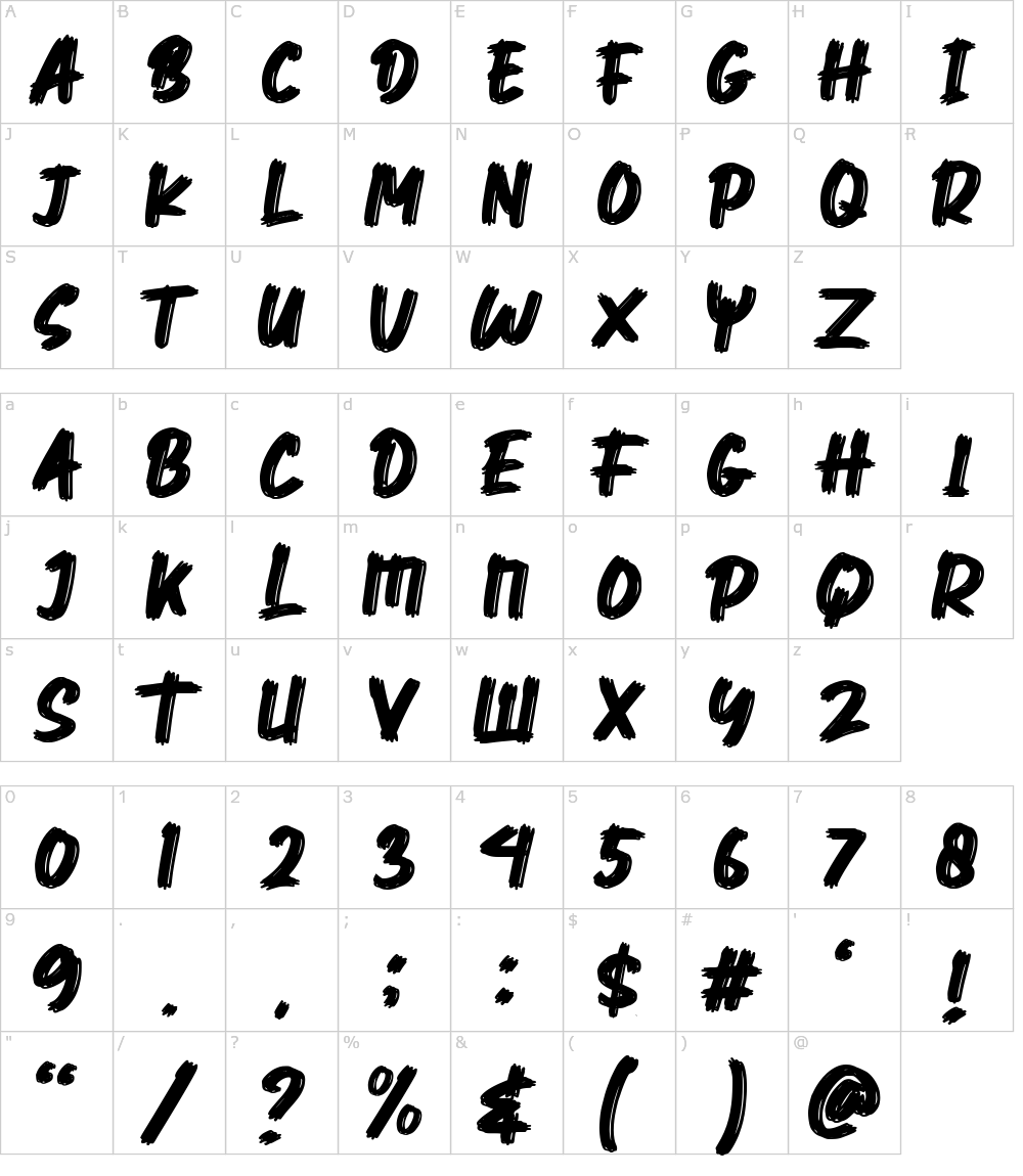 フォントの文字: Mehren Brush