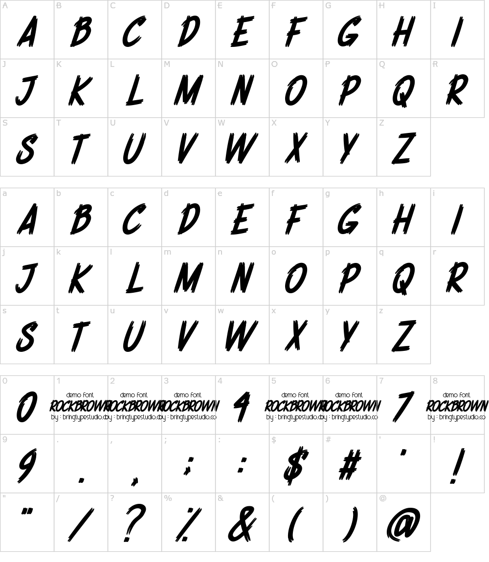 フォントの文字: Rockbrown
