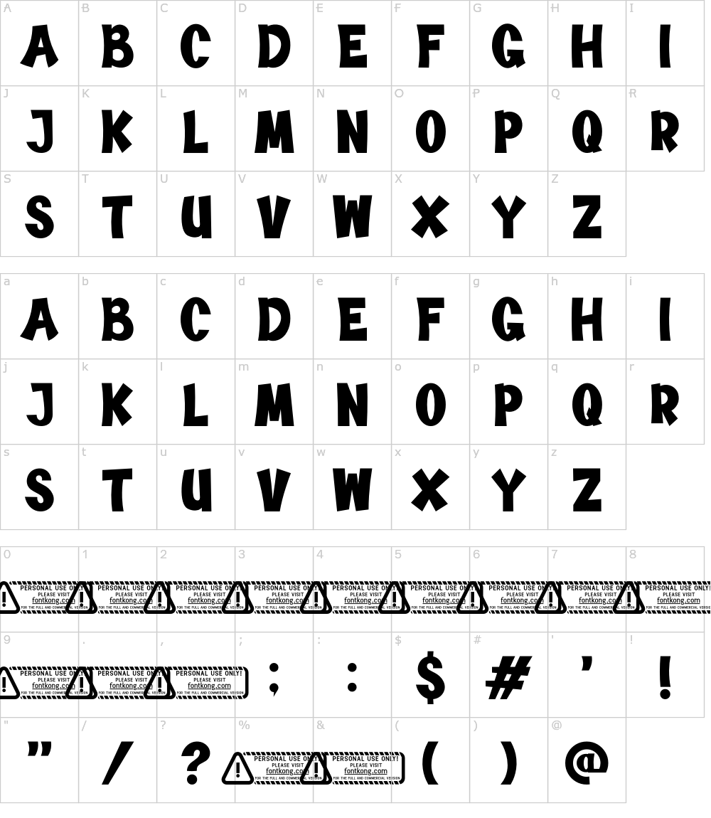 フォントの文字: Chewies [Kong Font]