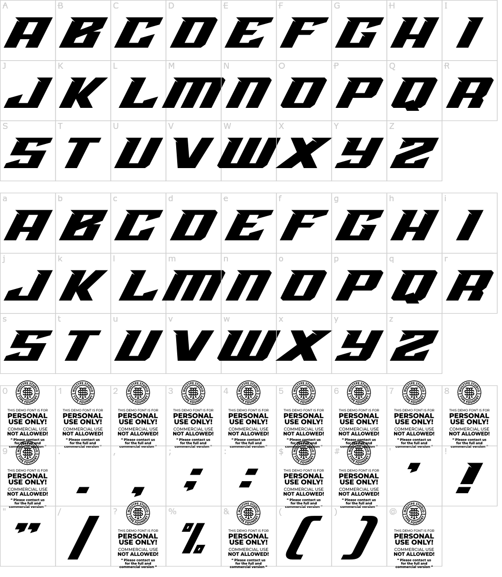 フォントの文字: Hard Race