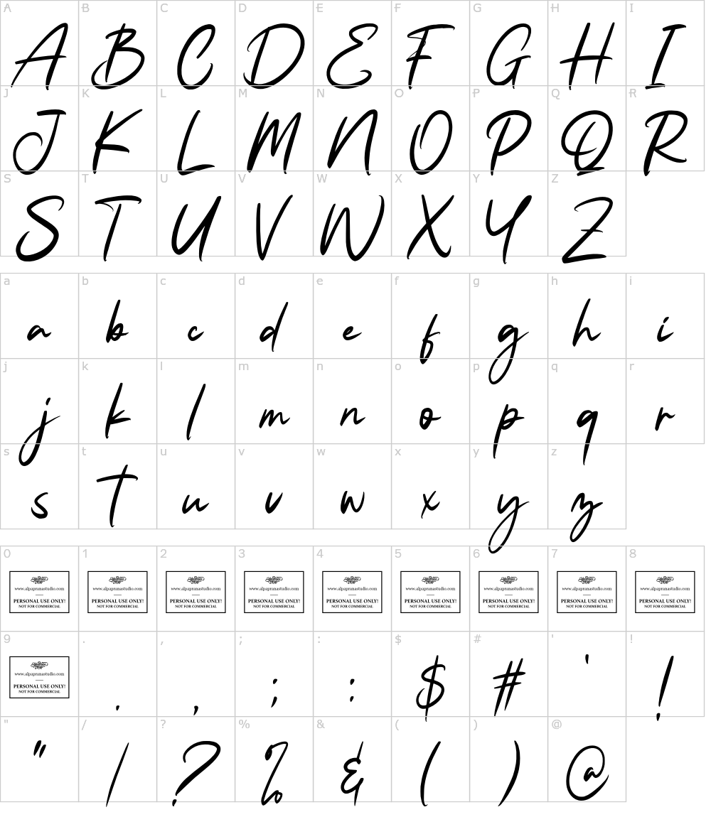 フォントの文字: Bethalora