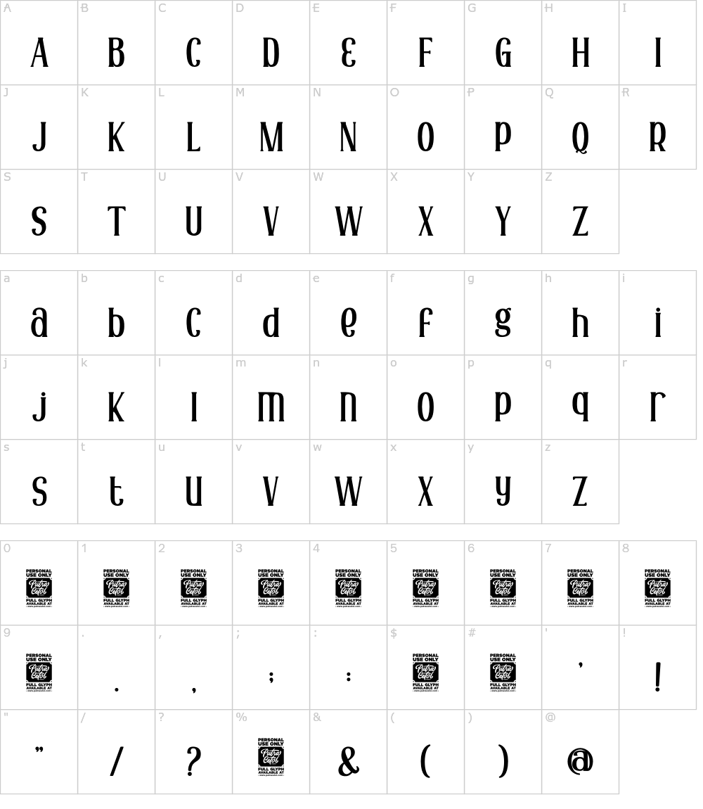 フォントの文字: Japura