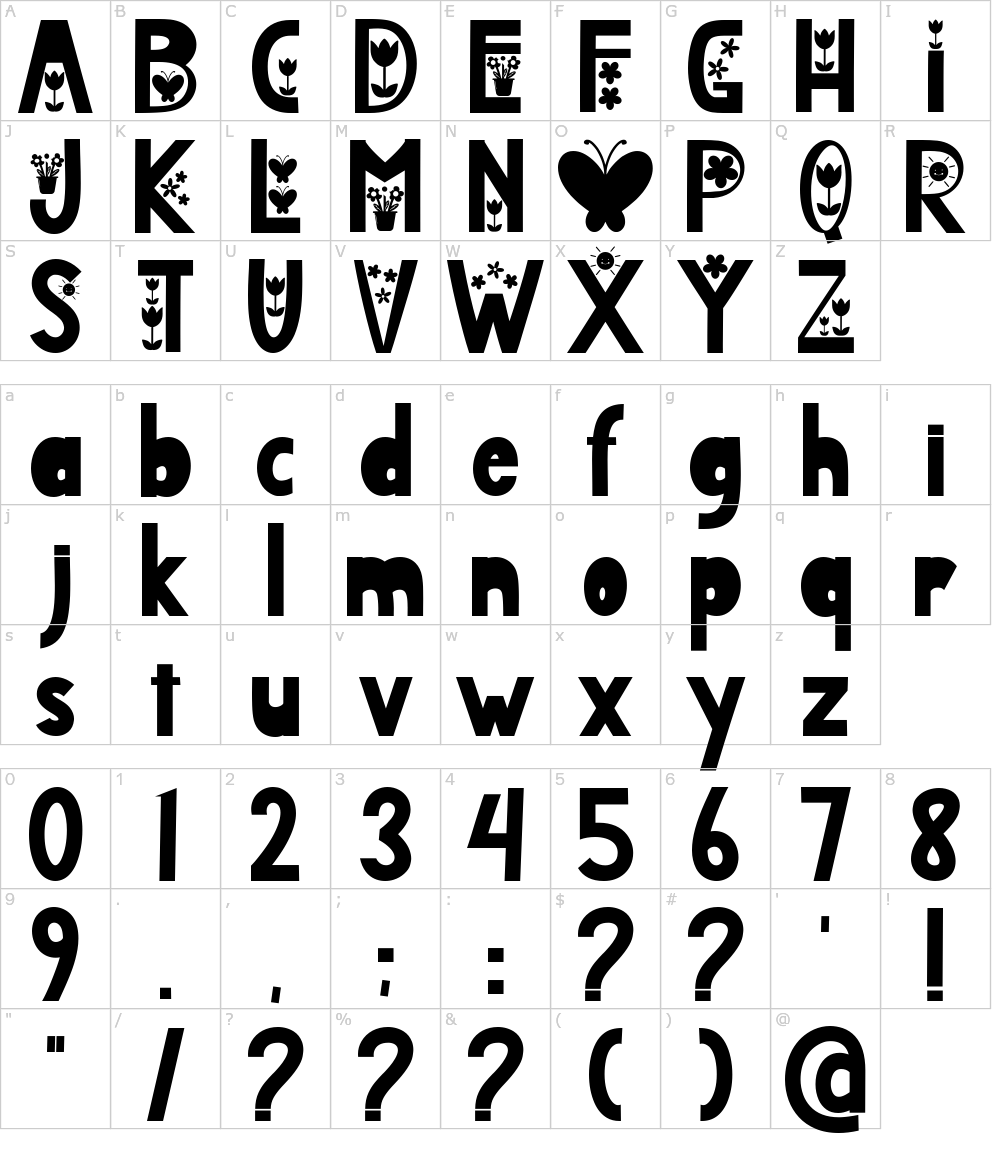 フォントの文字: Deflower