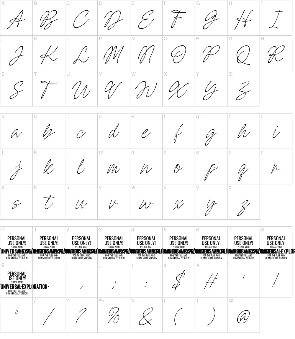 フォントの文字: Universal Exploration