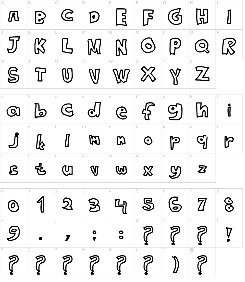 フォントの文字: Si Paling Kotak