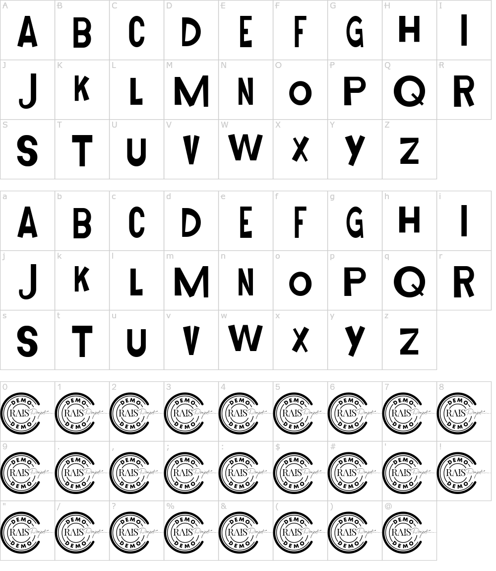 フォントの文字: Abrade Rock