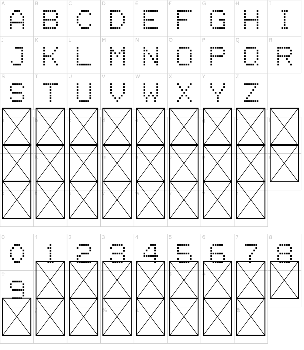 フォントの文字: Square 77