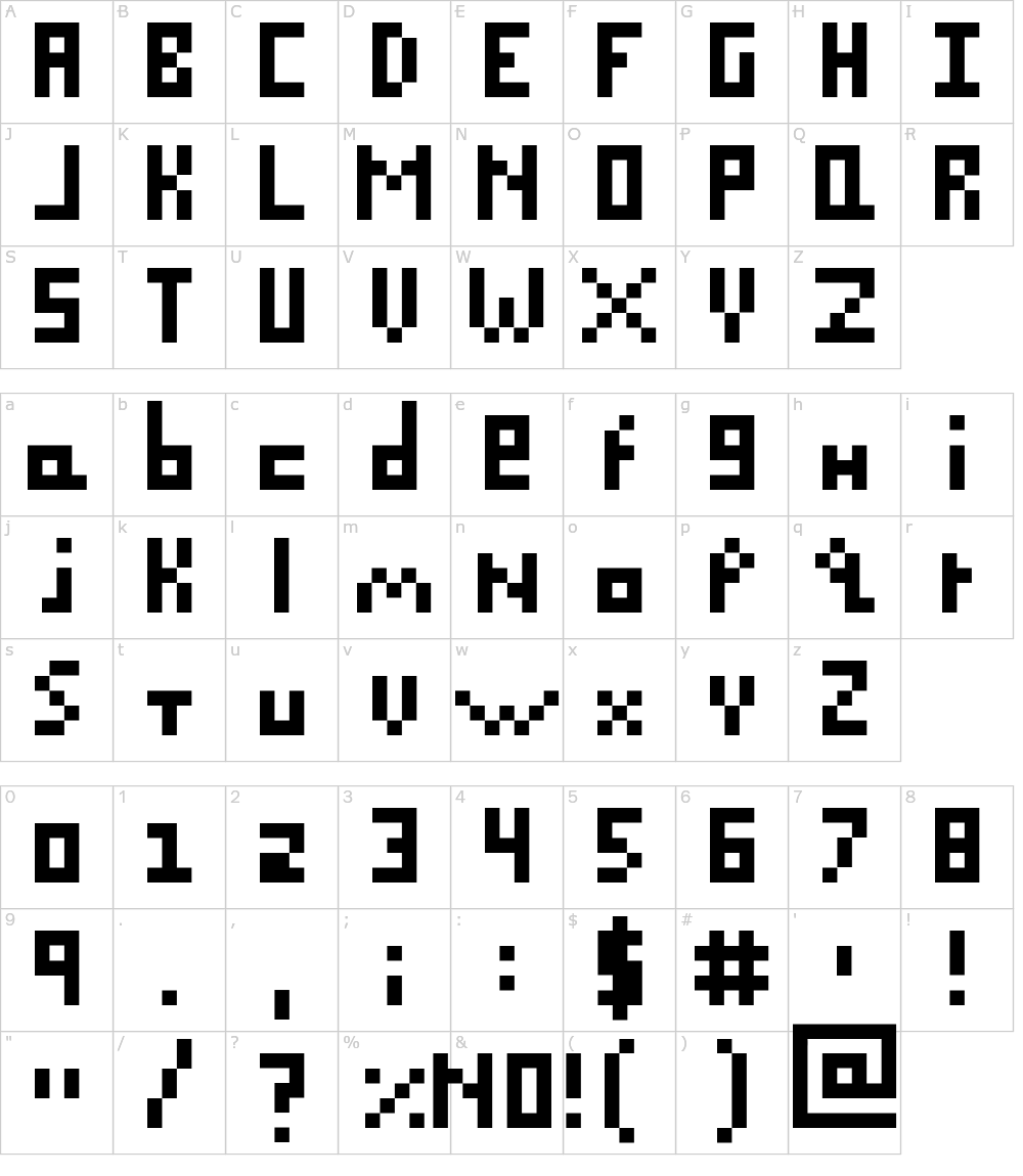 Characters: PixelatedCZS Font