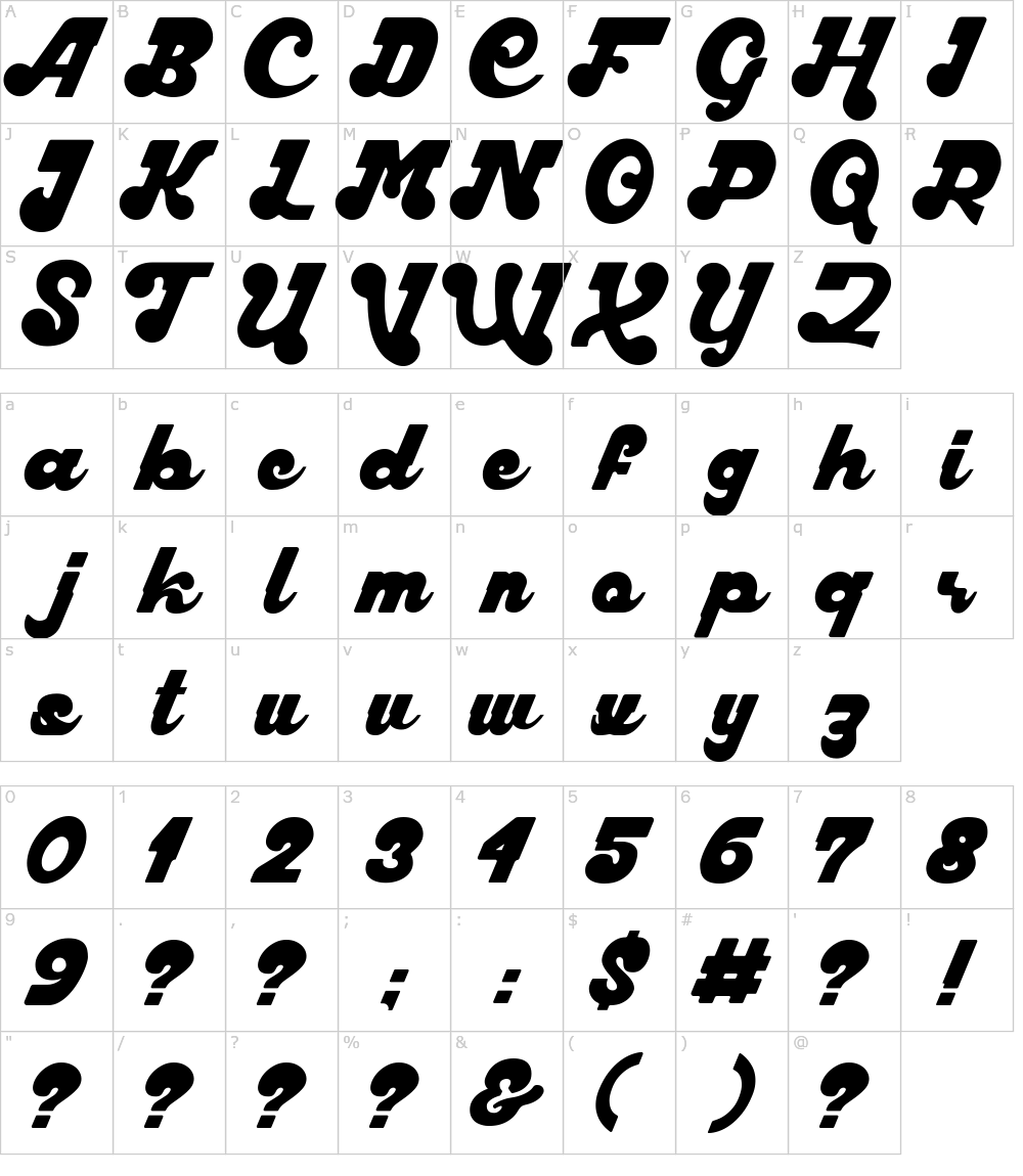 フォントの文字: Harllem