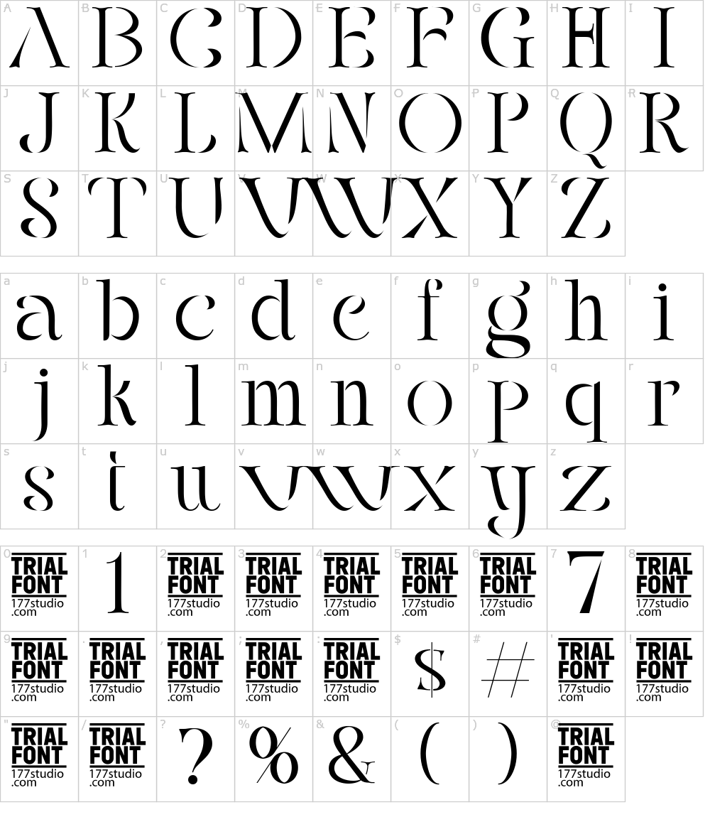フォントの文字: Fellee Stencil