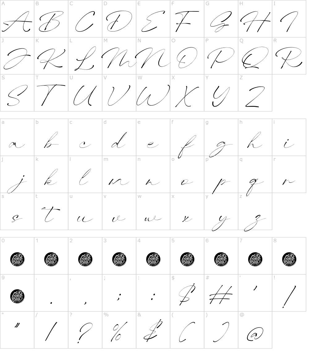 フォントの文字: Bhasline