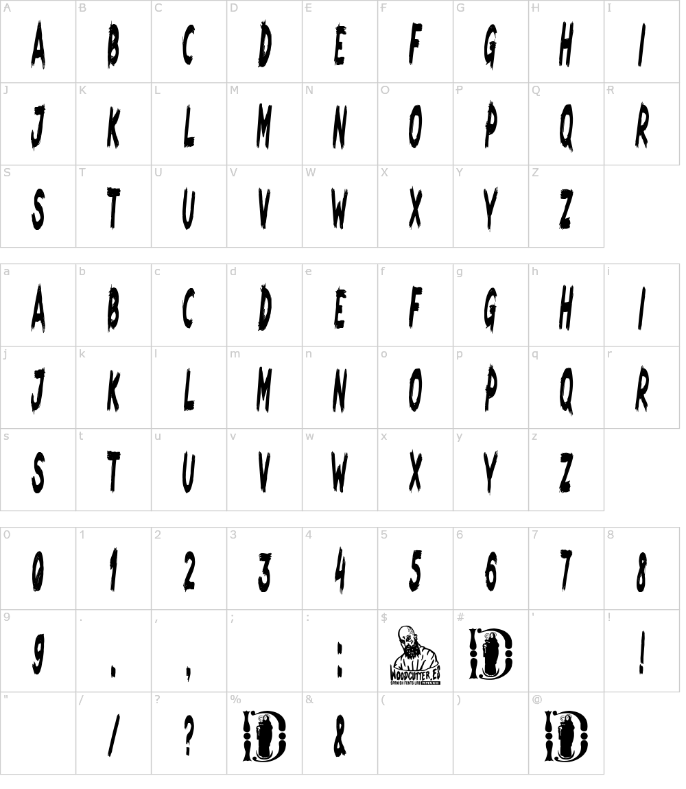 フォントの文字: Mostoles Nightmare