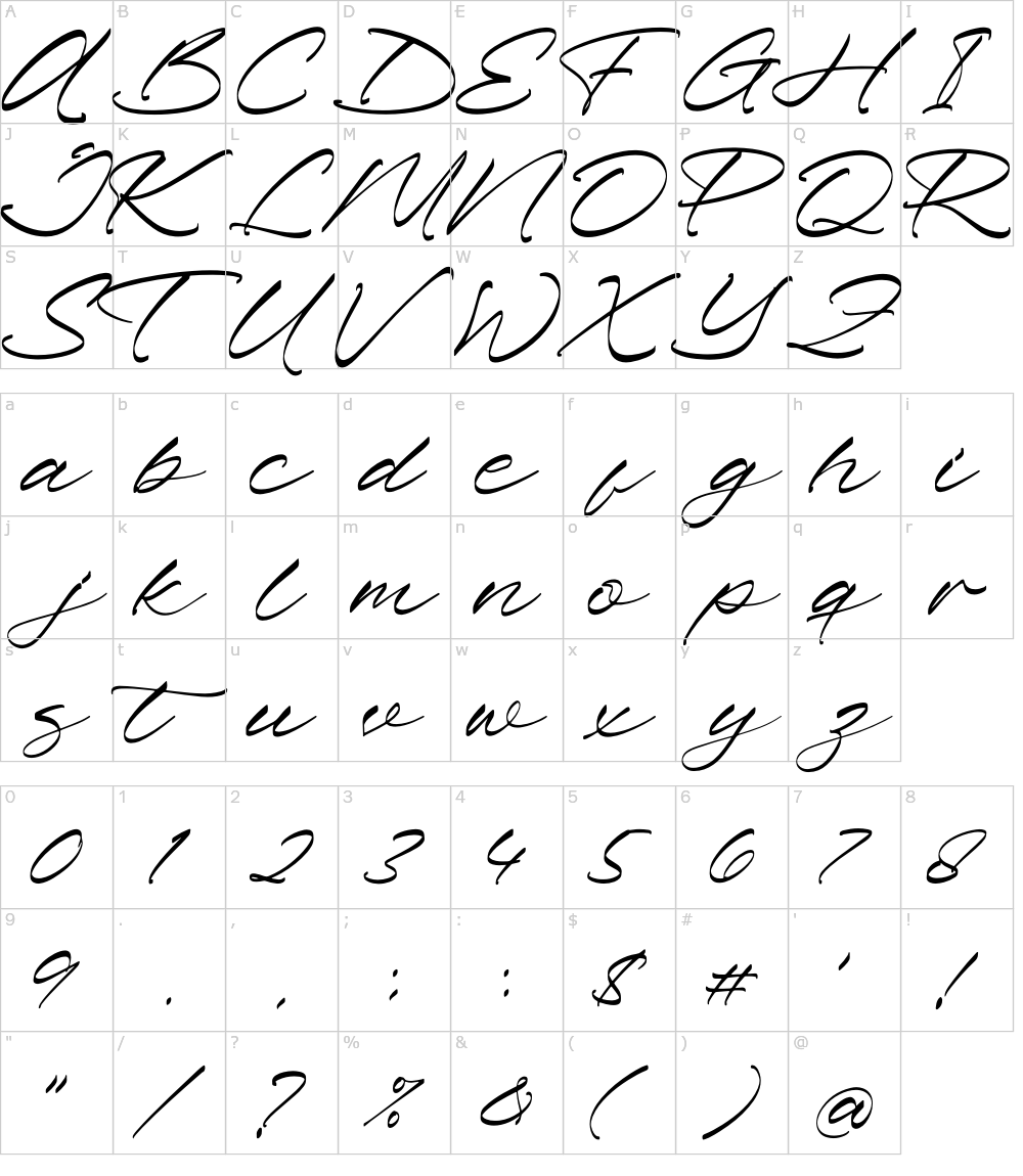 フォントの文字: Pharellia Redusha