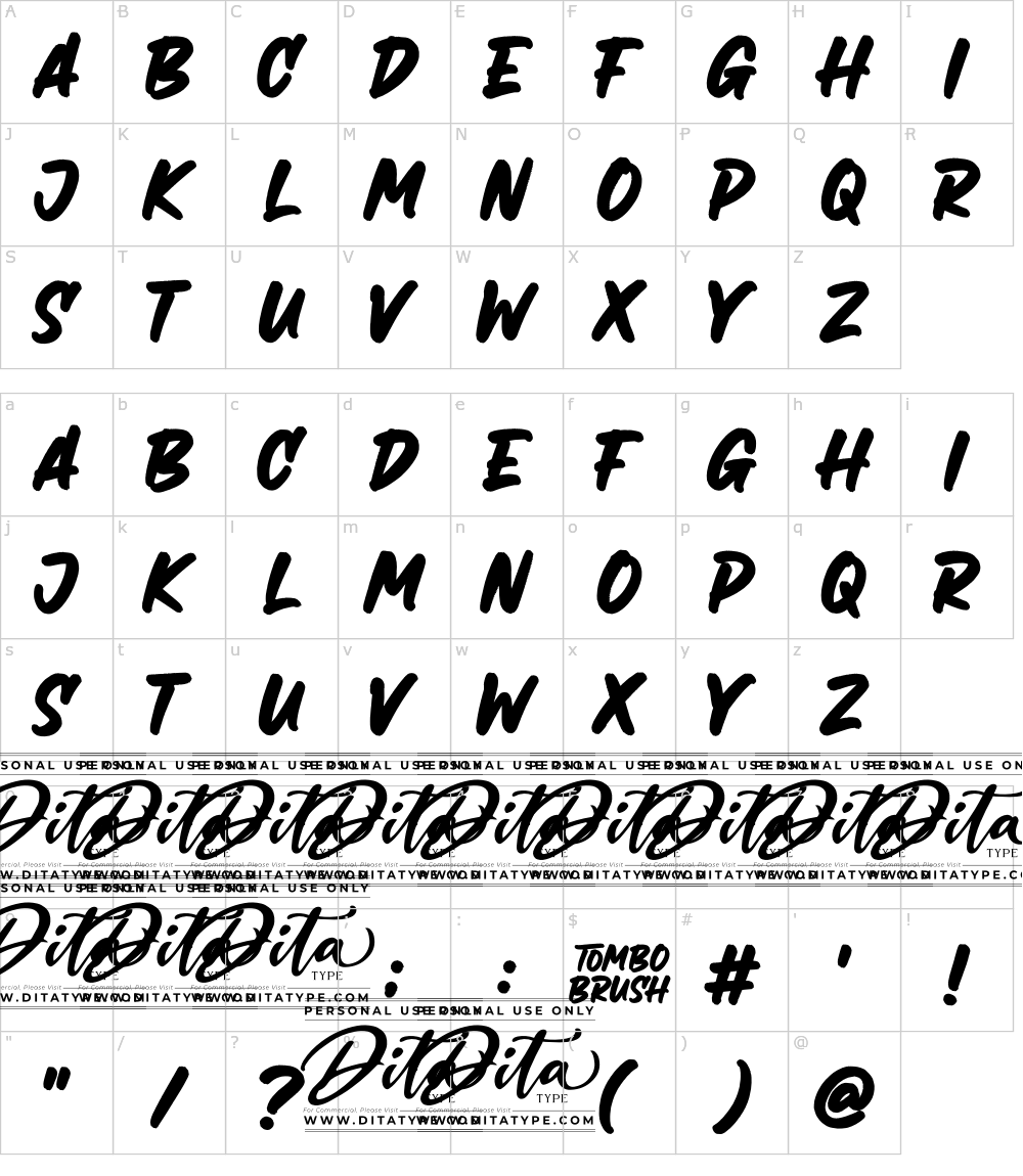 フォントの文字: Tombo Brush