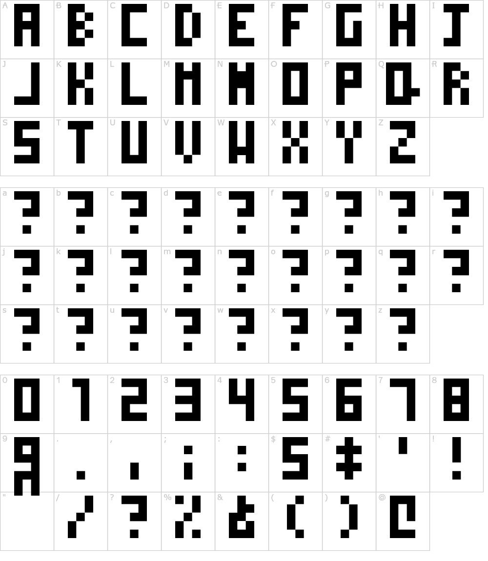 Caractères de la police d écriture - 3x5 MT Pixel