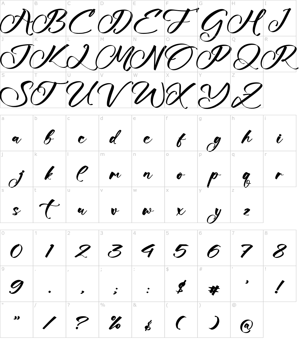 Zeichen der Schriftart: Mirattlen Romllita