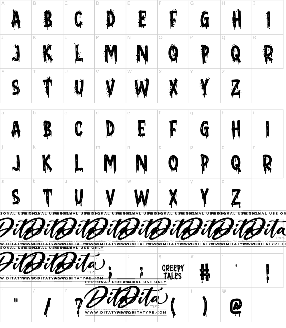 フォントの文字: Creepy Tales