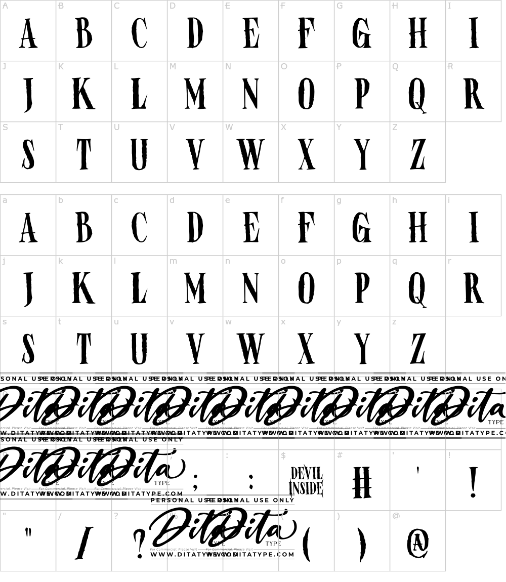 フォントの文字: Devil Inside [Ditatype]