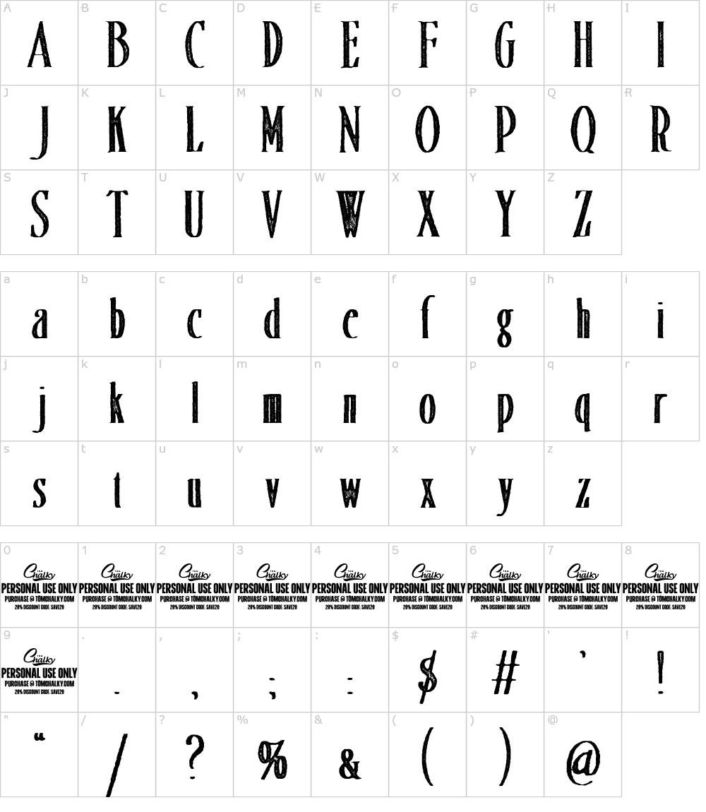 フォントの文字: Merchande Print Serif