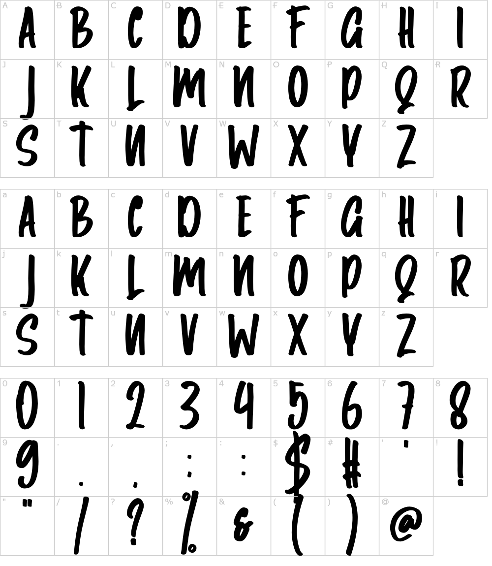 フォントの文字: Amsyong