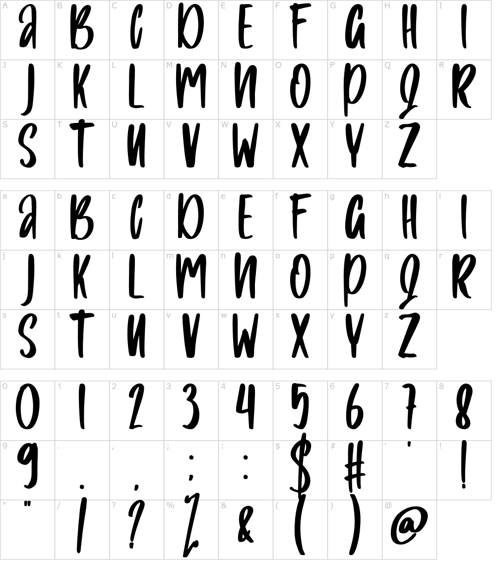 フォントの文字: Bilnesa