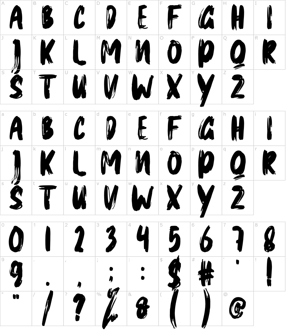 フォントの文字: Bravena