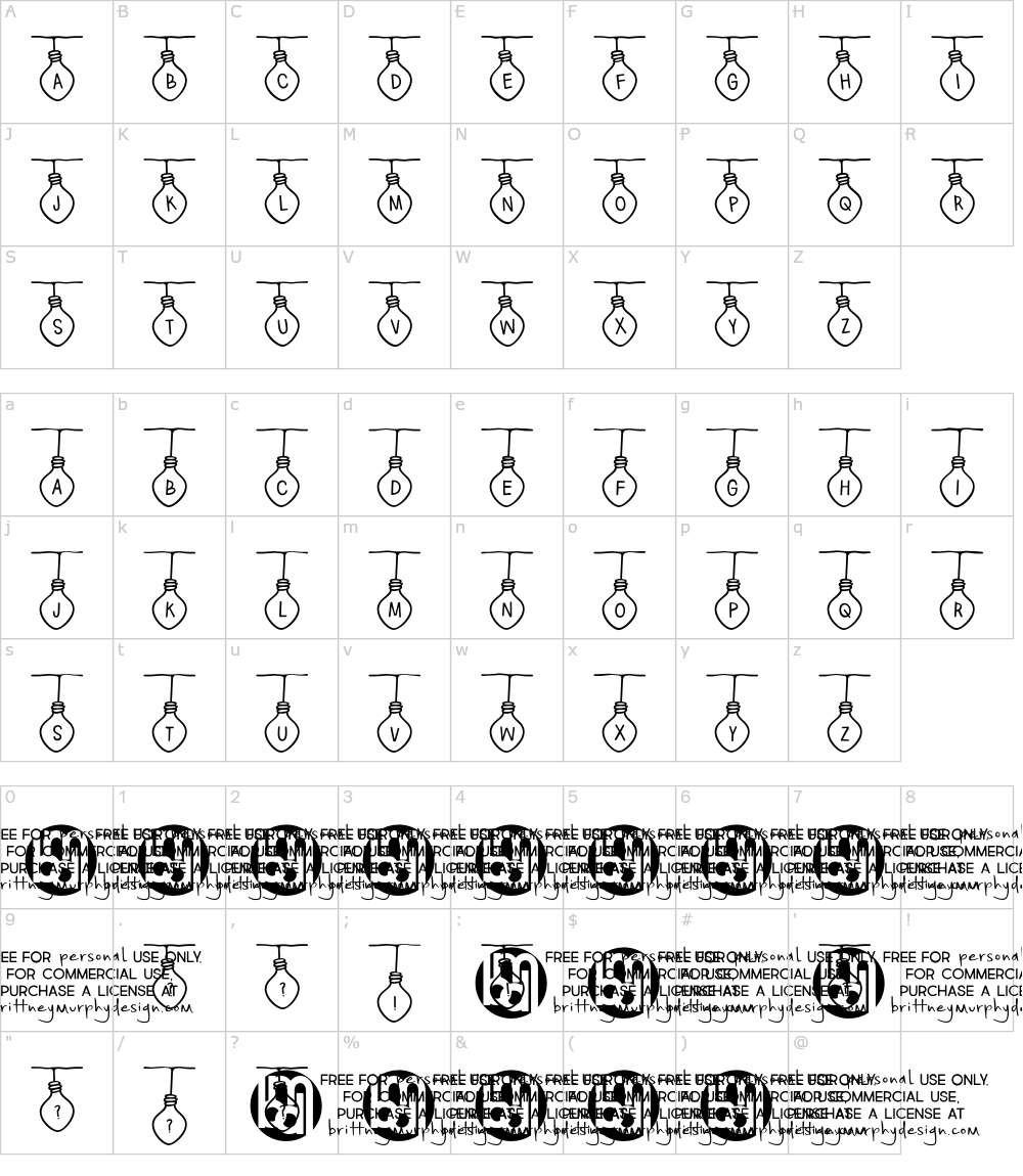 Characters: Twinkle Lights Font