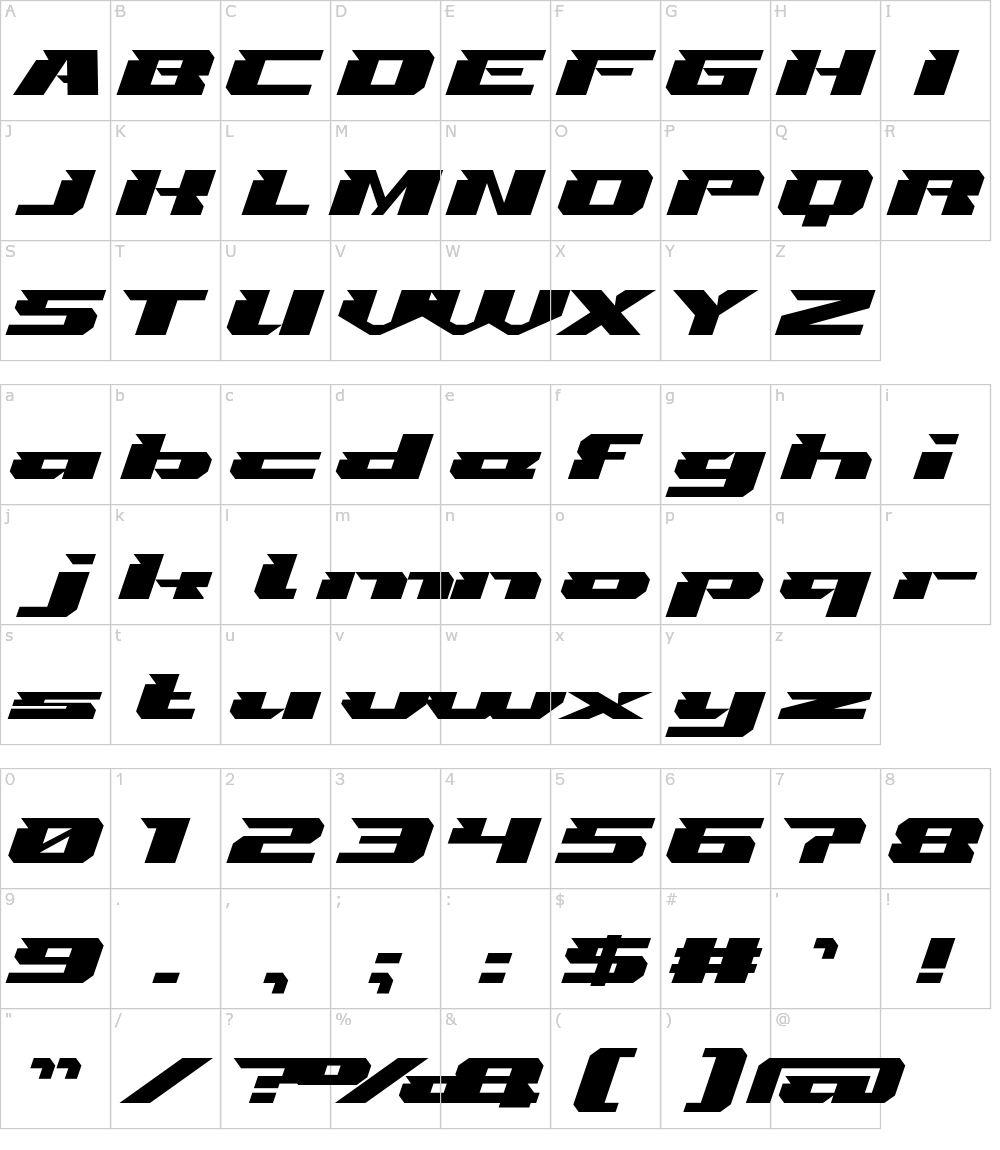 フォントの文字: Throttle