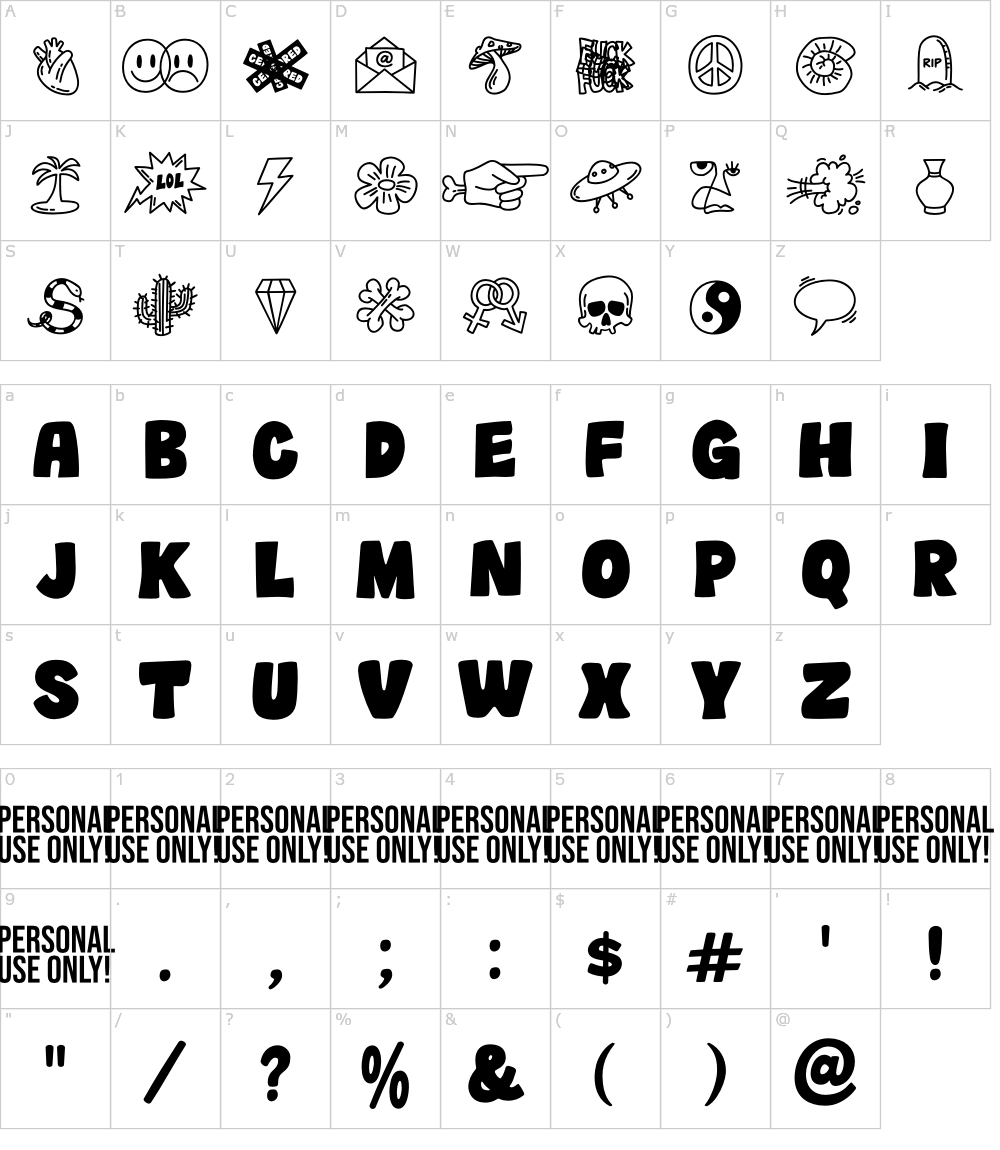 フォントの文字: Wush