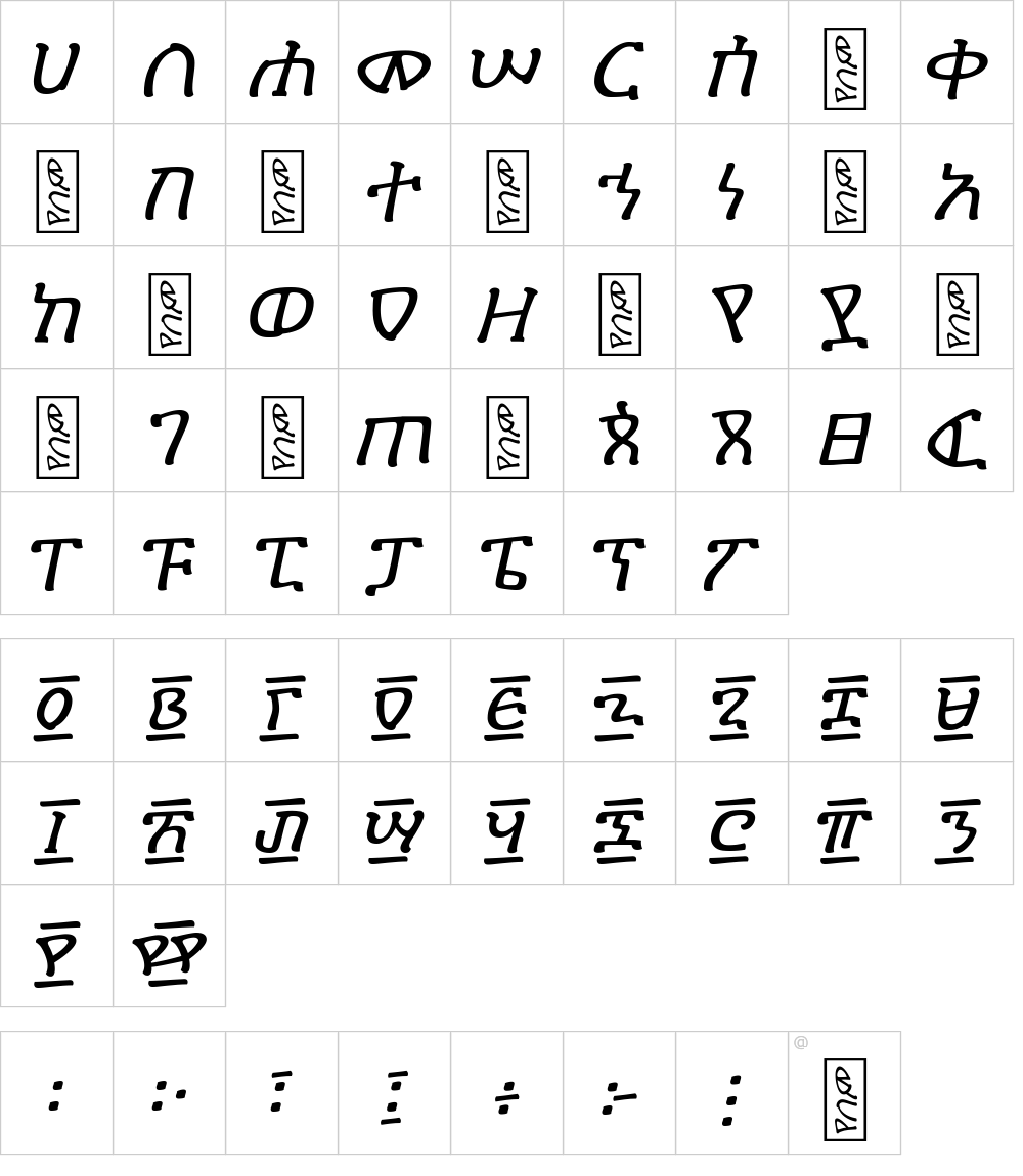 フォントの文字: Abba Garima