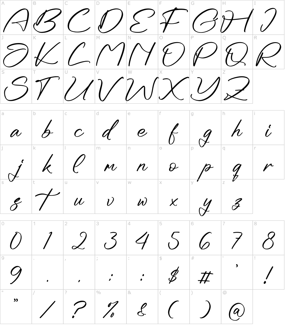 フォントの文字: Jejak Cintta