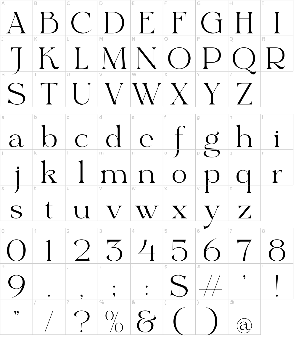 フォントの文字: Reglarik