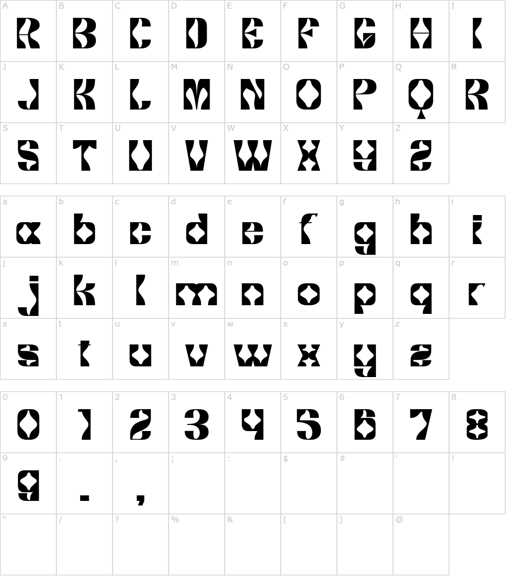 フォントの文字: Gaincero