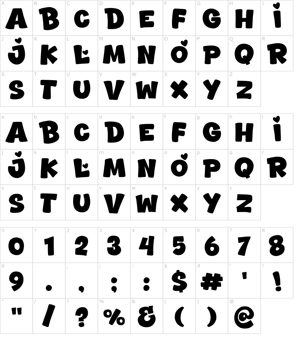 Caratteri del Font - Amorlate